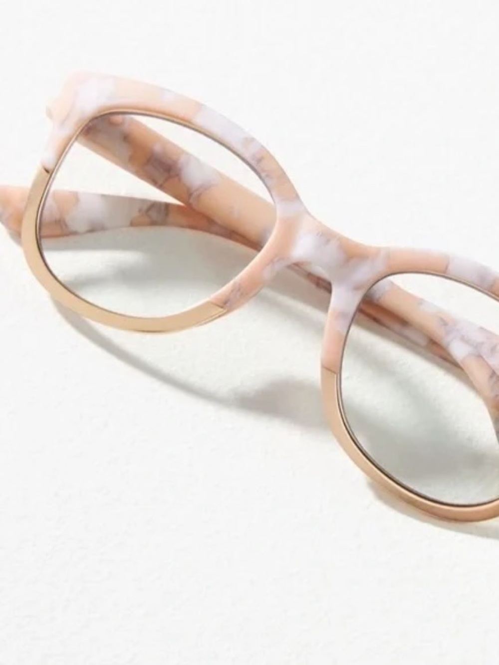 NEW Anthropologie Peepers Georgia Tan Marble Blue Light Filtering Glasses +2.00
